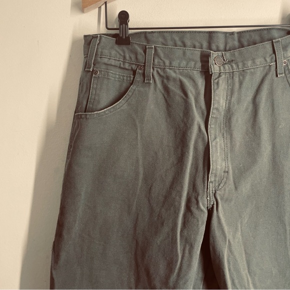 Dickies Relaxed Fit Heavyweight Duck Carpenter Pants Olive Green size 38x32 - Picture 3 of 13